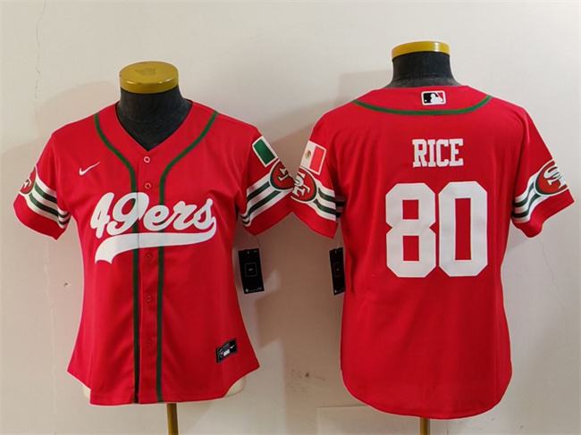 Youth San Francisco 49ers #80 Jerry Rice Red Mexico With Patch Cool Base Stitched Baseball Jersey